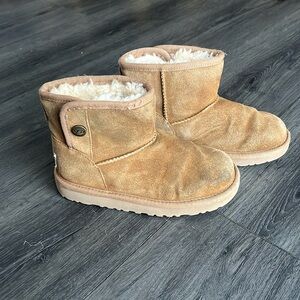 Size 13 brown Mini Ugg boots with button